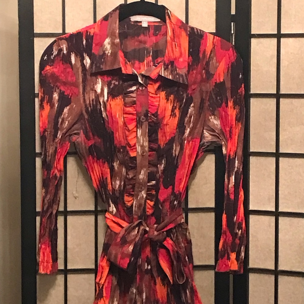 Colorful NY Collection Belted Blouse